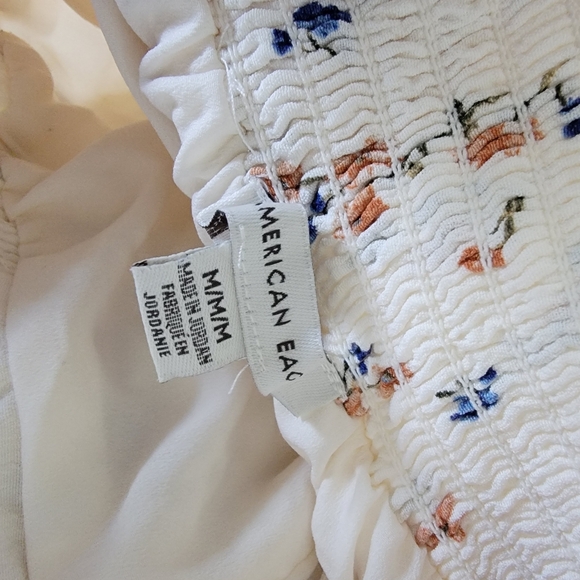 American Eagle Wide Leg Flowy Cream Floral Palazzo Pants Women's Size Medium - Picture 4 of 6